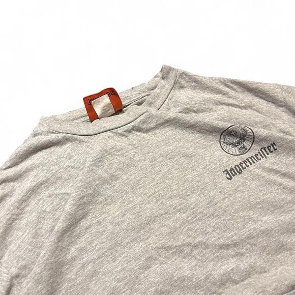 Vintage Gray Jäegermeister Graphic T Shirt Sz M With Back Graphic Alcohol Beer - Picture 2 of 5